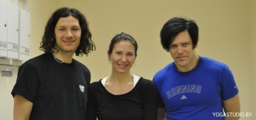 Richard Z. «Fuchs», Kruspe Christoph «Doom» Schneider,Christina Tomal after yoga class in Minsk